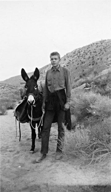 Dick Hiking with Balu the mule, in the Southwest, 1940s