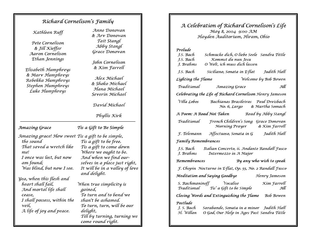 Order of Service, Pages 2-3